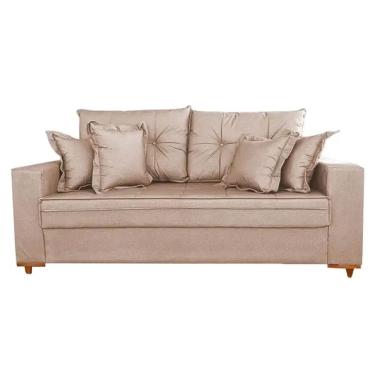 Imagem de Sofá Vicam 05 em Veludo com Almofadas Soltas 3 Lugares 200cm Vicam Cor Bege