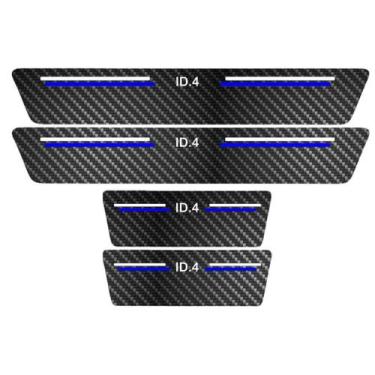 Imagem de Kit Soleira Protetora Porta Premium Blue Carbono - ID.4 - Jhow Adesivo