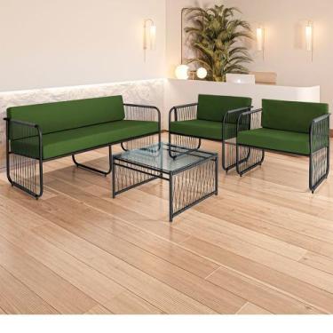 Imagem de Conjunto 2 Poltronas 1 Namoradeira e 1 Mesa de Centro Córdova em Aço C