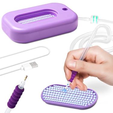 Imagem de JUSTHERE Caneta elétrica de pintura de diamante, conjunto de canetas de pintura de diamante a vácuo com bandeja de armazenamento, acessórios para configuração de pedras AB sem cera, kits de