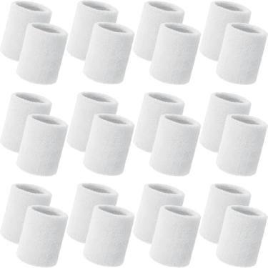 Imagem de Bememo 24 pulseiras de pulso esportivas a granel para homens e mulheres pulseiras de tênis atléticas respiráveis de algodão absorvente elástico felpudo para basquete, beisebol, academia, malhar