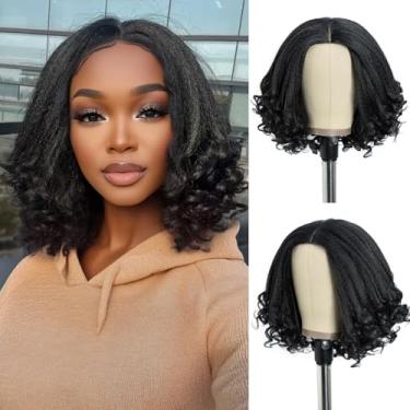 Imagem de Style Icon Ícone De Estilo 12" Peruca Curta Afro Com Pontas Cacheadas Para Usar Em Qualquer Lugar Fofo Yaki Preto Parte Do Meio Sintético Macio