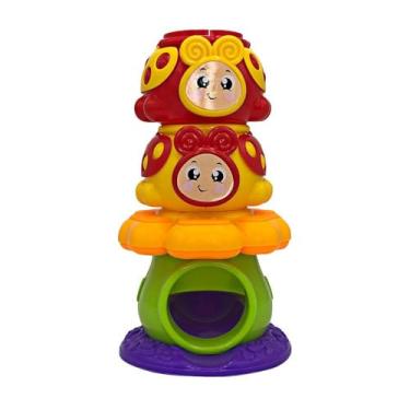 Imagem de Torre de Empilhar Joaninha com Chocalho, 23 cm, Brinquedo Educativo para Bebês acima de 12 Meses