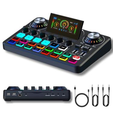 Imagem de HOSONGIN Mixer De Áudio, Placa Som Ao Vivo Com Efeitos Dj E Modificador Voz, Redução Ruído, Silenciador Um Clique, Rgb, Bluetooth, Equipamento Gravação Música, Ideal Para Streaming/Podcasting/Jogos