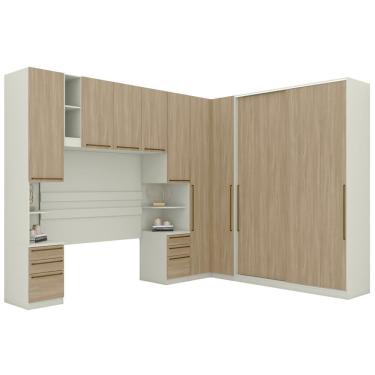 Imagem de Quarto Casal Modulado 6 Pecas Seletto Areia Jequitiba Henn Areia Jequitiba