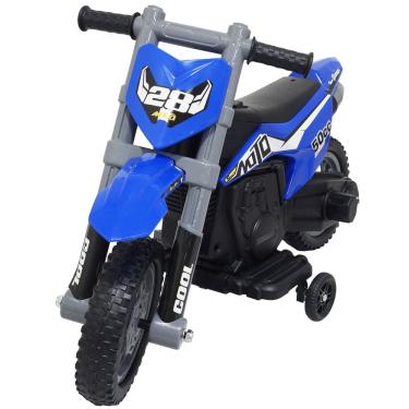 Imagem de Mini Moto Cross Infantil Elétrica 6V Recarregável Triciclo Criança Azul Bivolt Brinqway Bw233