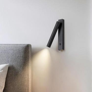 Imagem de GZZBMY Lâmpada de parede LED para leitura com interruptor, iluminação de parede giratória, ângulo ajustável, arandela de parede interna de alumínio, quarto, sala de estar, cozinha, leitura (luz quente