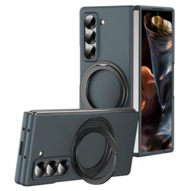 Imagem de LYJSMGZ Capa de anel para Samsung Galaxy Z Fold 6, suporte magnético giratório fino PC capa militar antiqueda capa de carregamento sem fio, verde, dobra 6