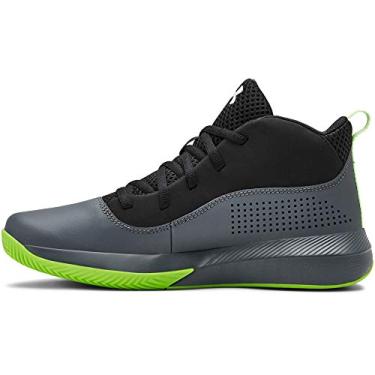 Imagem de Under Armour Tênis de basquete unissex para crianças pré-escolares Lockdown 4, Cinza (100)/preto, 6 Big Kid