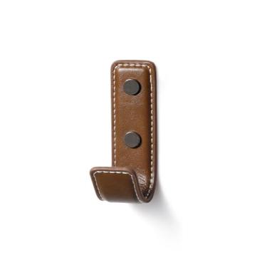 Imagem de SORWDUERM Pacote com 4 ganchos de couro marrom para pendurar na parede ganchos retangulares para pendurar roupão, toalhas, bolsas, chapéus, lenços, chaves, roupas adequadas para quarto, entrada e