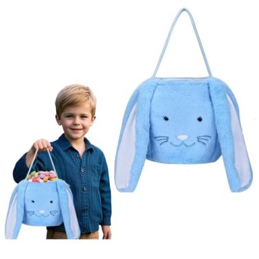 Imagem de NINLEGA Cesta De Páscoa, Cestas Coelho, Ovos Baldes Pelúcia Para Crianças, Sacolas Decorações, Doces, Presentes Brinquedo (Azul)