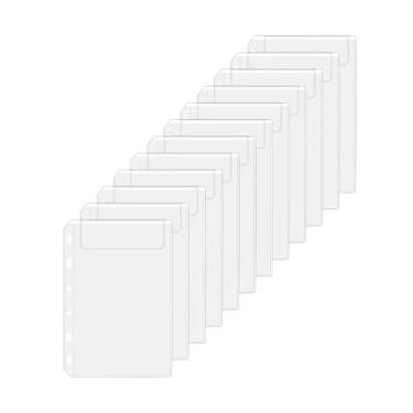 Imagem de Antner 12 peças A7 Mini bolsos para fichário sem zíper, envelopes de dinheiro para carteira A7 com 6 anéis, bolsa de fichário de orçamento sem Zipless, envelopes de dinheiro para fichário de poupança,