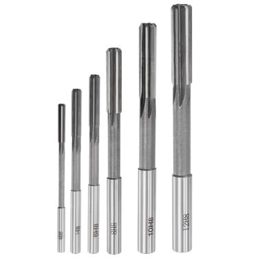 Imagem de uxcell Conjunto de alargador de mandril Alargador de máquina de torno Fresa de flauta reta Aço de Alta Velocidade Tolerância H8 (4 mm 5 mm 6 mm 8 mm 10 mm 12 mm) 6 peças