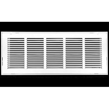 Imagem de Grade de filtro de ar de retorno de aço de 66 cm x 15 cm para filtro de 2,54 cm - abas de plástico fáceis para rosto/porta removíveis - cobertura de duto HVAC - face plana estampada - branco [dimensões externas: 70 cm L X 2,75 h]