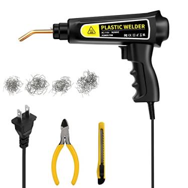 Imagem de Chusui Máquina de solda de plástico 70W, kit de reparo de plástico com grampeador quente, kit de reparo de rachaduras no pára-choque de carro com pistola de grampo quente com alicate, faca e 4 tipos d