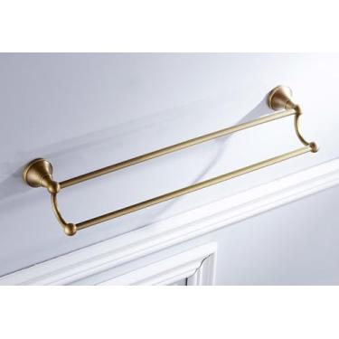 Imagem de Conjunto de banheiro antigo - Secador de cabelo, prateleira para toalhas e saboneteira | Ferragens de 6 peças, barra dupla para toalhas