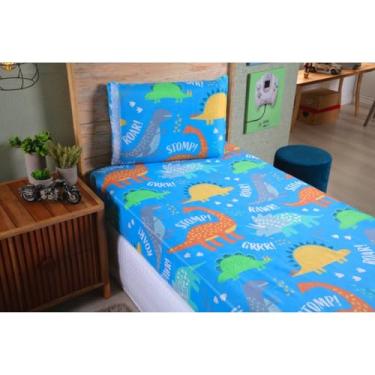 Imagem de Kit Jogo De Lençol Solteiro Com Elástico 2 Peças(Dino Roar!)
