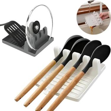 Imagem de Suporte Multiuso 2 em 1 – Descanso para Colher e Tampa | Apoio Antideslizante para Talheres e Utensílios de Cozinha (2)