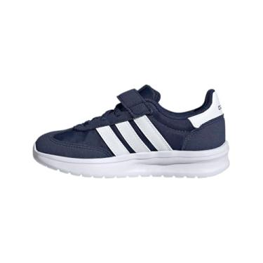 Imagem de adidas Tênis esportivo unissex infantil Run anos 70s 2.0 de renda elástica, Azul escuro/branco, 12.5 Little Kid