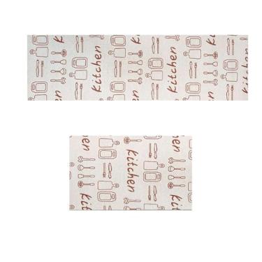 Imagem de Jogo Tapete Cozinha Antiderrapante 48x60 48x120 Oa Ptk Vr (M10Ptk KITCTHEN LARANJA Bege Claro Marfim - ESTAMPADO)