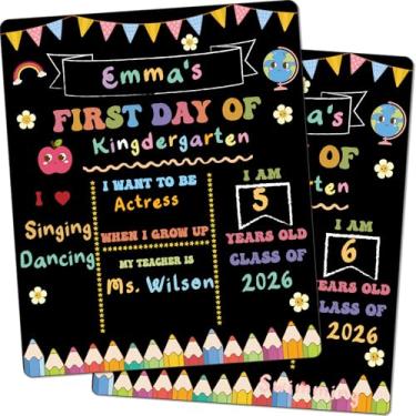 Imagem de AmazingSpark Quadro de placas do primeiro e último dia de escola, material de volta às aulas, 25,4 x 30,5 cm, para pré-escola, jardim de infância, quadro de giz, fofo, retrô, divertido, reutilizável