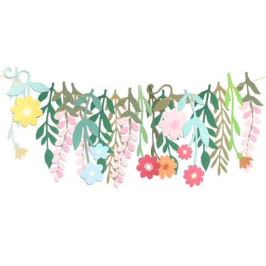 Imagem de BOXOB Faixa De Flores, Papel Floral Com Folhas Coloridas, Guirlanda Flores Silvestres Dupla Face, Decoração Boho Para Festa Selvagem, Aniversário, Casamento, Cenário, Chá Bebê