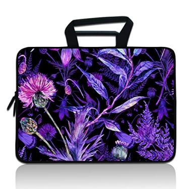 Imagem de Capa para tablet de 7-9 polegadas, Evecase 7 ~ 22.9 cm ultra-portátil, bolsa de neoprene com zíper compatível com 7 8 8.5 8.9 9 9 Apple iPad Mini, Samsung Galaxy Tab, Google, Acer (flor roxa)