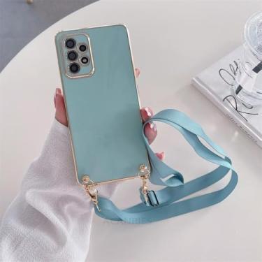 Imagem de Capa de silicone com cordão para Samsung Galaxy A54 A34 A24 A14 4G 5G A04 M52 M54 M14 M23 M13, ZBBGS Verde, para Samsung A24 4G