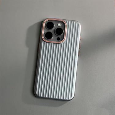 Imagem de Capa de luxo ultrafina ondulada fosca antiderrapante para iPhone 16, 15, 14 Plus, 13, 12 Pro Max, pintura metálica, listras onduladas, para-choque rígido de PC, capa fina, prata, para iPhone 12Pro Ma