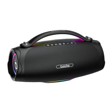Imagem de Caixa de Som Bluetooth Portátil 100W, Basike Boombox V98 com Powerbank, Bluetooth 5.3, IPX6 À Prova D'água e Resistente À Poeira, Luz RGB Surround, Tecnologia TWS, 8h de Autonomia, EQ/USB/TF/AUX