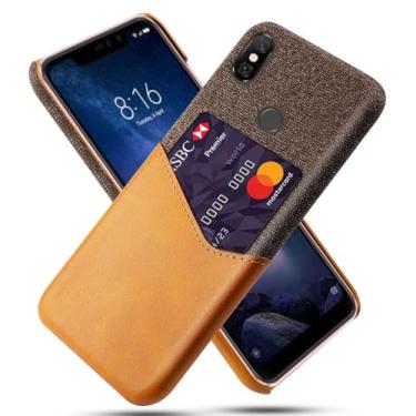 Imagem de Capa para Xiaomi Redmi Note 6 PRO,Tela e tampa de couro PU,Antideslizante,360°cobertura completa à prova de choque com 1 slot de cartão atrás,Prevenção de queda-Brown