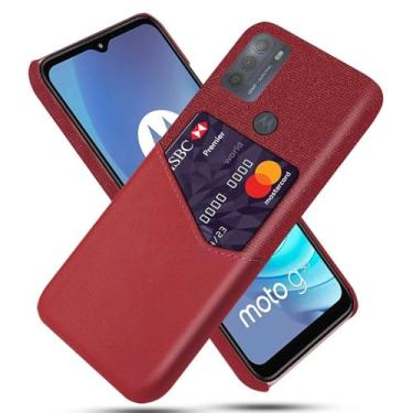 Imagem de Capa para MOTO G50,Tela e tampa de couro PU,Antideslizante,360°cobertura completa à prova de choque com 1 slot de cartão atrás,Prevenção de queda-Red