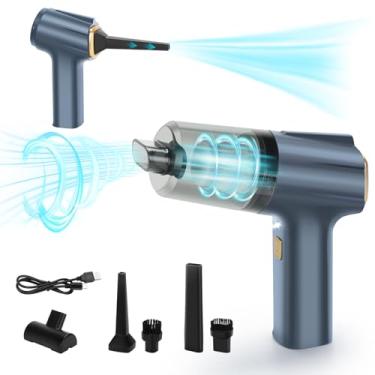 Imagem de Honlibey Aspirador De Pó Portátil, 12000Pa, Carro E 2 Em 1, Mini Sem Fio Com Luz Led Vários Bicos, Para Mesa, Máquina Costura, Computador, Teclado, Pelos Animais, Baixo Decibel