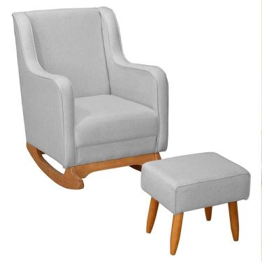 Imagem de Poltrona de Amamentação Áquila com Balanço Pés Canoa e Puff - Fratello