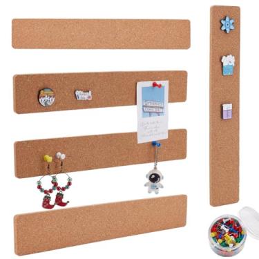 Imagem de arricraft 15 tiras retangulares de cortiça autoadesivas, quadros de cortiça com 80 pinos de plástico para parede, escritório, casa, cozinha, 30 x 5 x 0,6 cm (11,8 x 1,97 x 0,2 polegadas)