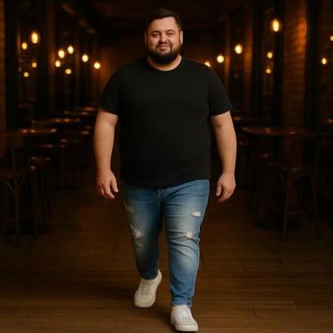 Imagem de CALÇA JEANS Masculina RASGADA Plus Size Grande Tamanho 44 46 48 Reforç