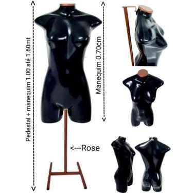 Imagem de Manequim feminino (Meio corpo jó N.36) preto com tampa Rose + pedestal