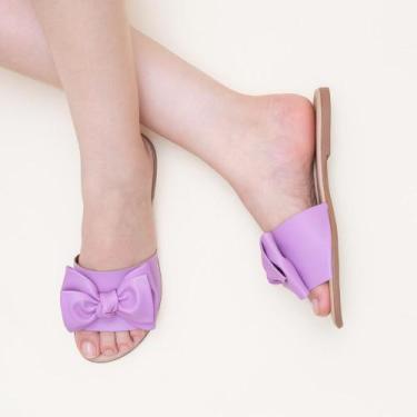 Imagem de Rasteira Feminina Laço Napa Rasteirinha Confortável Chinelo Slide - Lo