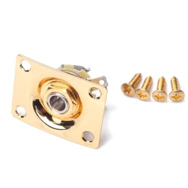 Imagem de WLDJXLGL Placa De Entrada Metal 1/4" Para Guitarra, Soquete Substituição Peças Baixo Elétrico Tele Sg (Dourado)