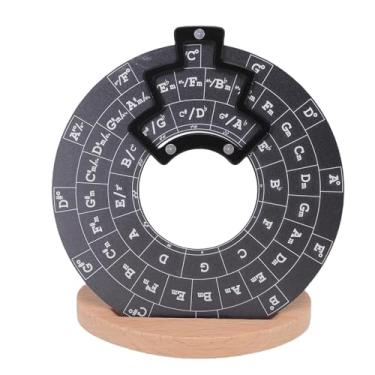 Imagem de Asixxsix Ferramenta de Melodia do Círculo de Rodas Quintas, Ferramenta de Aprendizado de Teoria Musical de Liga de Alumínio Com Base de Madeira para Músicos, Compositores (Cinza)