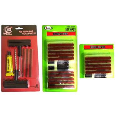 Imagem de Kit Reparo Conserto Pneu Sem Câmera 15 Macarrões Carro Moto - Sq/Idea