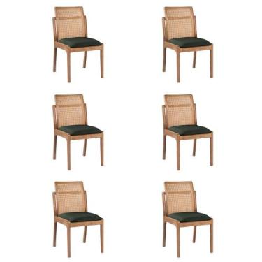 Imagem de Kit 6 Cadeiras Decorativa Sala de Jantar Luxo Livia Facto Verde - Mozz