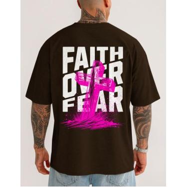 Imagem de Camiseta Oversized Masculina Fé Academia Faith Over Fear - Crushed, Ma