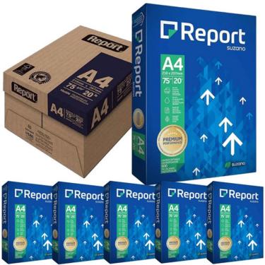 Imagem de Caixa com 5 Resma Papel Sulfite A4 75g Report Total 2500 Folhas