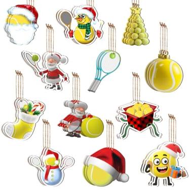 Imagem de Pacote com 36 enfeites de Natal para decoração de bola de tênis em massa Papai Noel, enfeites de boneco de neve, presentes para amantes de esportes, decoração de festa de Natal para árvore de Natal