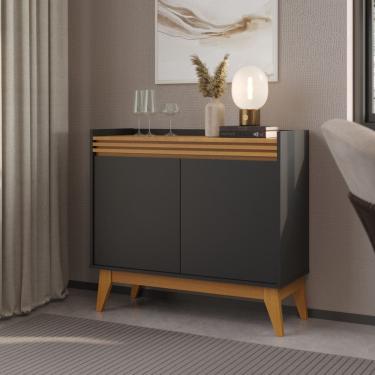 Imagem de Buffet Aparador Ripado 2 Portas com Pés de MDF Astúrias 92cm
