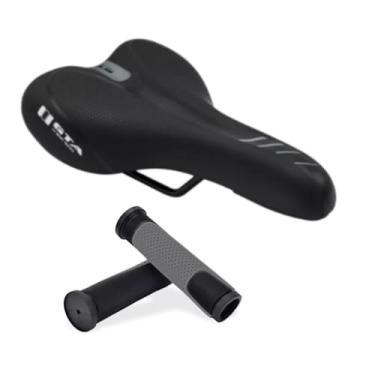 Imagem de Selim Speed Anatômico para Bicicleta Speed e MTB – Confortável, Resistente à Água, Fácil Instalação, Acompanha Par de Manoplas de Borracha(Cinza)