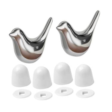 Imagem de Generic 2 peças de tampas de parafuso de vaso sanitário de cerâmica em formato de pássaro, acessórios de decoração para banheiro, Prata