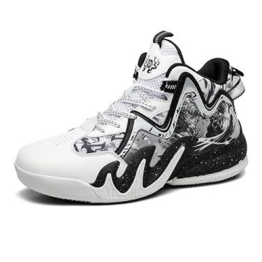 Imagem de Novetra Tênis de basquete masculino cano alto com cadarço para esportes ao ar livre(Black,37 BR)