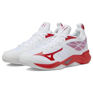 Imagem de Mizuno Tênis feminino de vôlei com dimensão ondulada, Branco-vermelho, 9